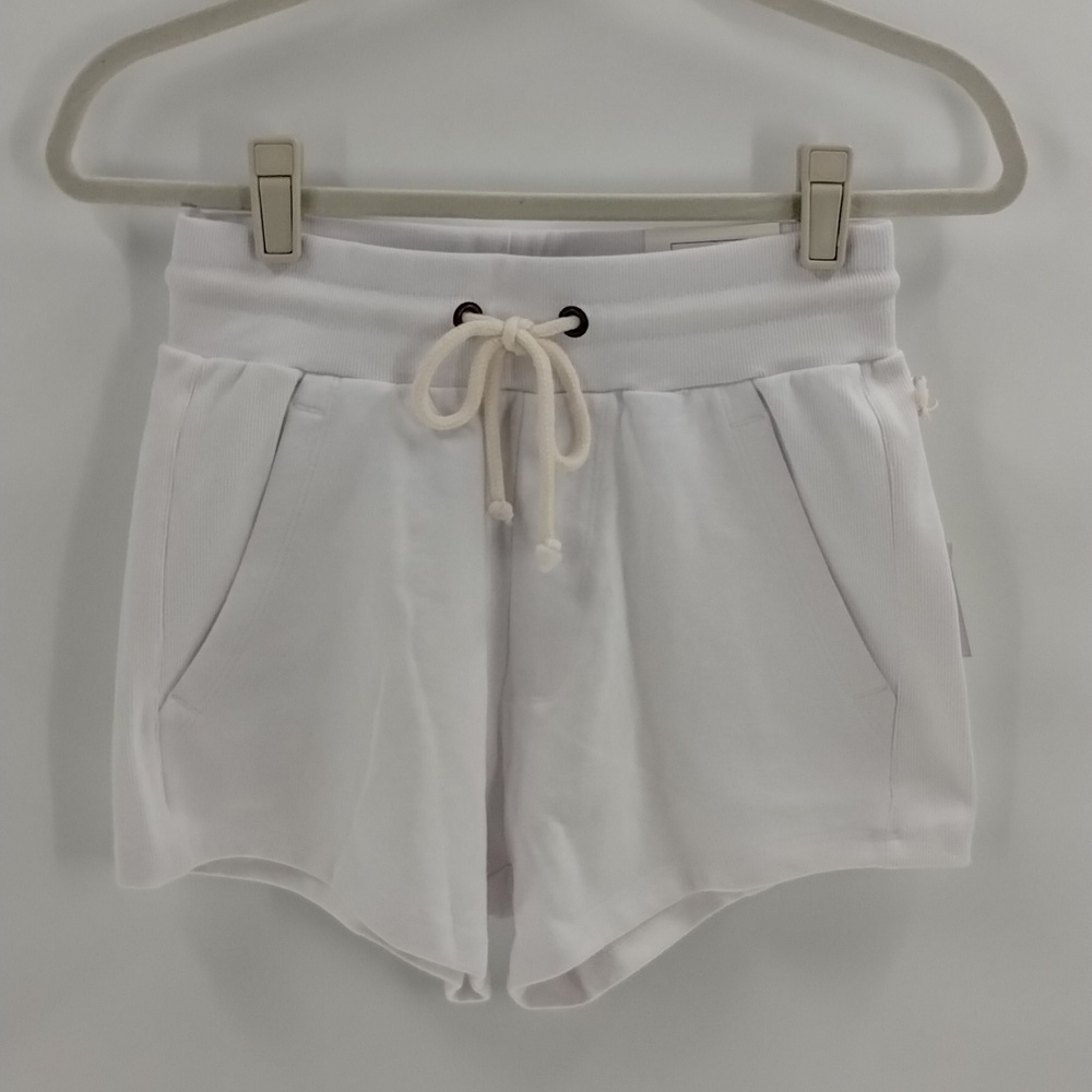 Reflex Shorts Size Small White drawstring w pockets ribbed edging